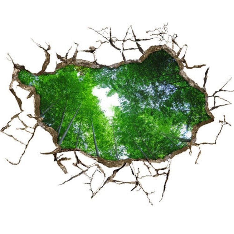 Etiqueta de la pared del bosque de bambú 3D creativo y glamoroso