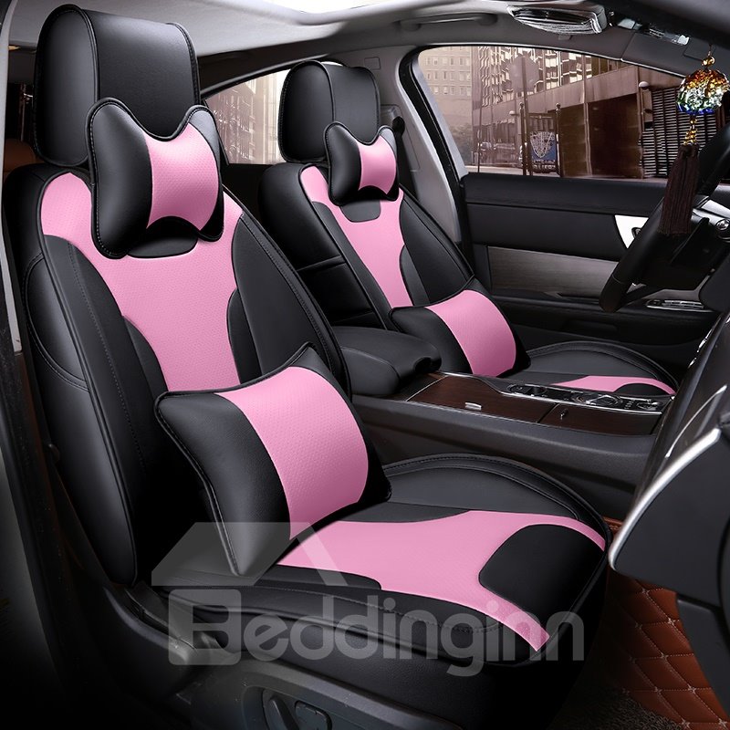 Modernistic Business Style Color Blocking Leather Custom Seat Cover