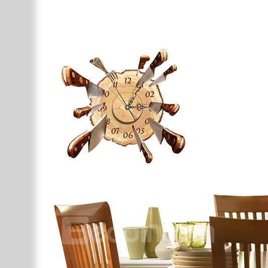 Amazing and Elegant Knives on Target 3D Sticker Wall Clocks