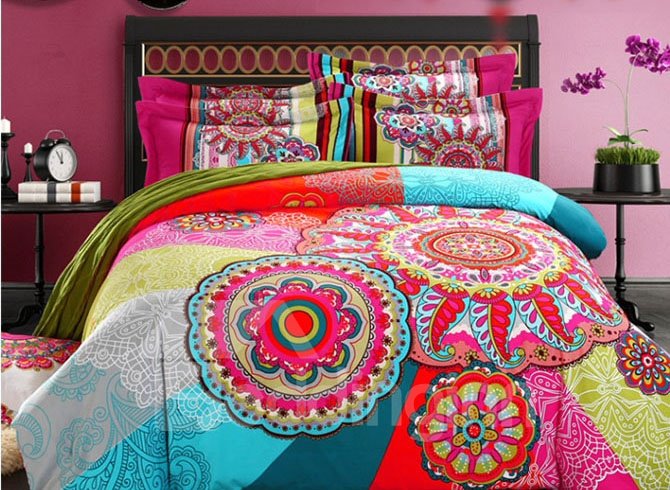 US Only Bohemian Exotic Vintage Boho Style Cotton 4-Piece Bedding Sets/Duvet Cover
