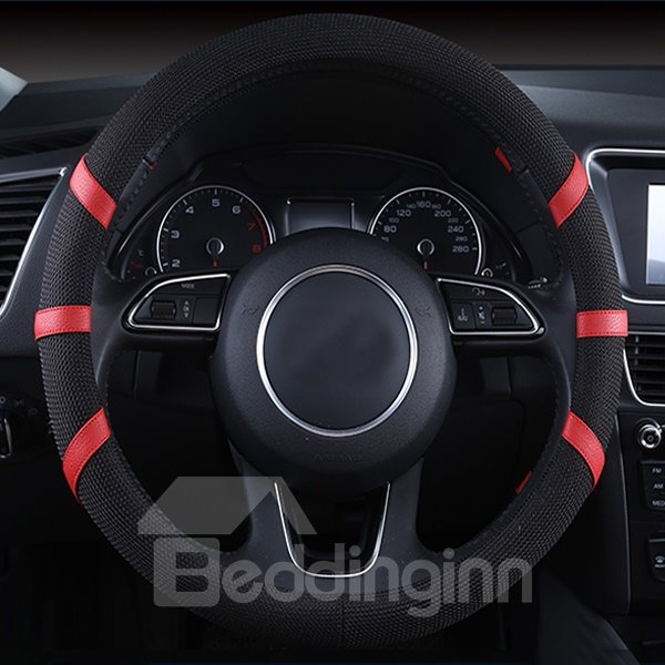 Classic Black Style With Colored Ribbon Design Fashion Car Steering Wheel Cover