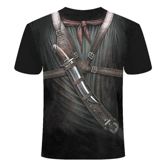 Black 3D Print Sabre Men's T-shirt Creative Casual Couple Outfit Unisex Short Sleeve Round Neck Loose T-shirts