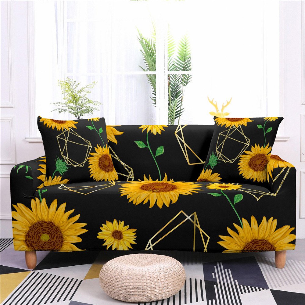 1/2/3/4 Seater Stretch Sunflower Floral Print Sofa Covers Slipcover Settee Couch Homr Furniture Protector