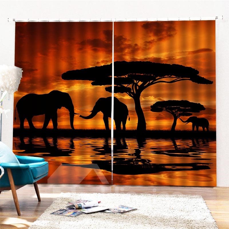 Bettwäscheinn Night Scenery Europäische UV-beständige Vorhänge/Fensterschirme