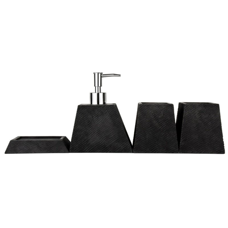 Contemporary Concise Pure Colored Resin 4-Pieces Bathroom Accessories