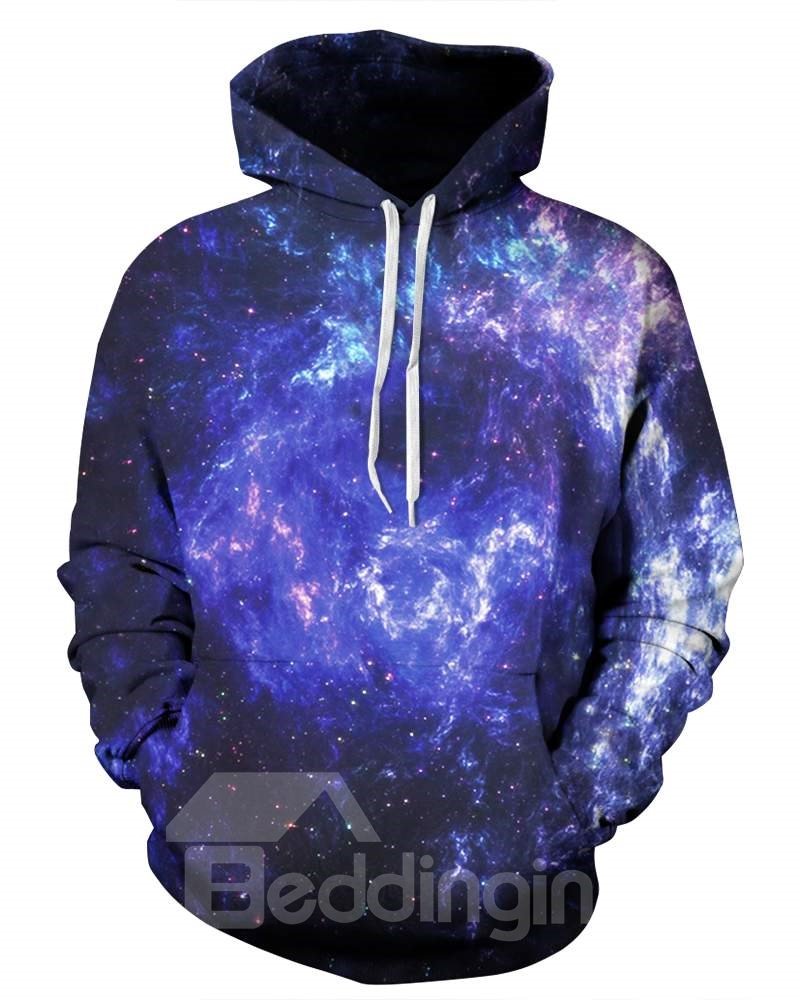Mysterious Long Sleeve Dark Purple Galaxy Pattern 3D Painted Hoodie