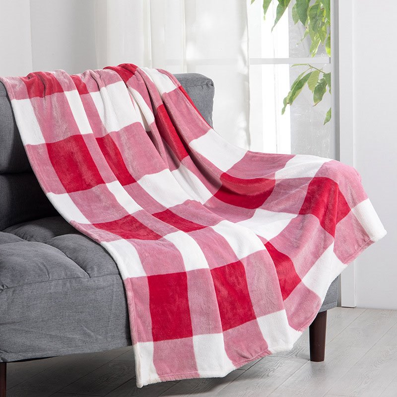 Double-sided Fleece Plaid Blanket Comfortable Sofa Blanket Office Thickened Small Blanket Bedding Gift