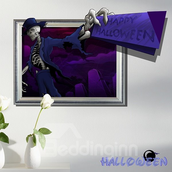 Happy Halloween Skeleton Man in Suits 3D Wall Sticker