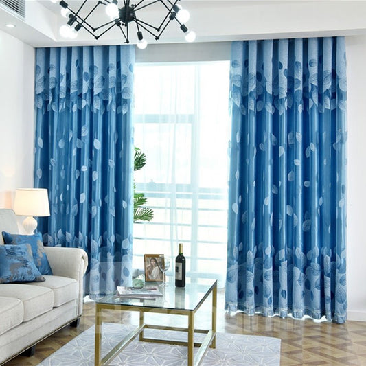 Jacquard Technics Decorative Feature Polyester Material Plant Pattern Curtain Sets