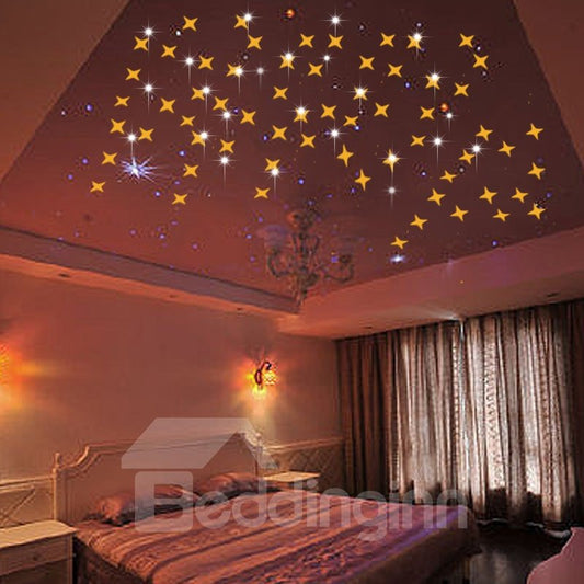 5*5cm 50 Pieces Little Star Shape 3D Mirror TV and Sofa Background Wall Stickers