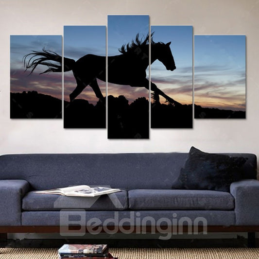 Running Horse in Dusk Pattern Canvas Waterproof and Eco-friendly 4-Piece Framed Prints