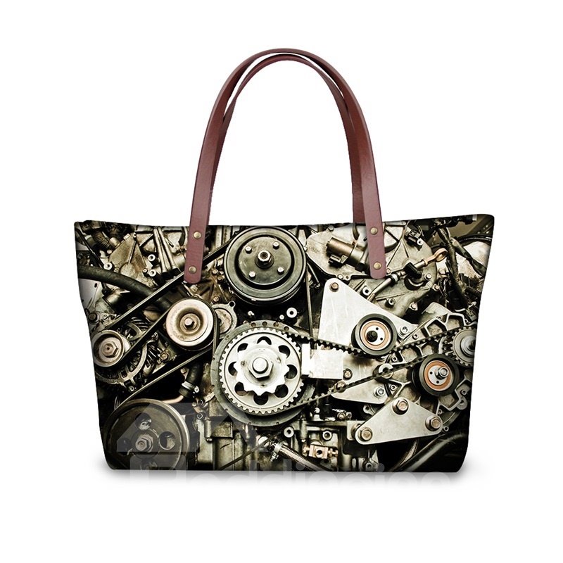 Complex Gear Waterproof Sturdy 3D Printed for Women Girls Shoulder HandBags