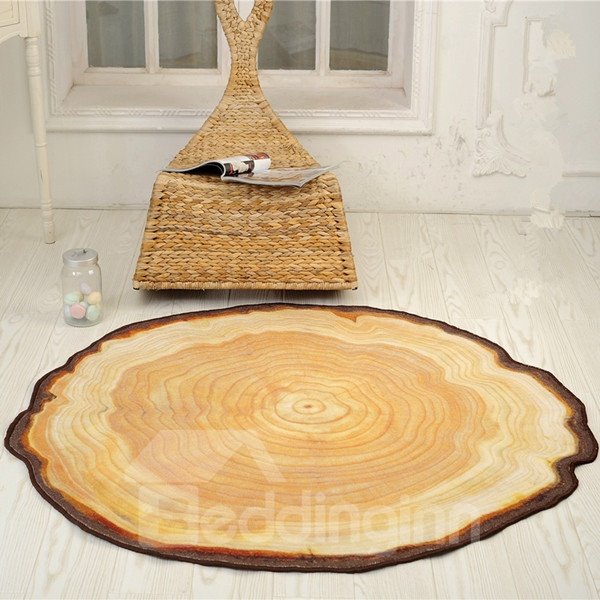 Modern Country Style Round Tree Annual Ring Shape Area Rug