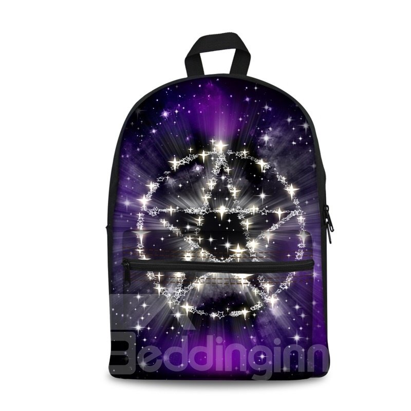 Schulrucksack mit 3D-Galaxie-Motiv, fünfzackiger Stern, für Jungen und Mädchen, modische, langlebige Büchertasche