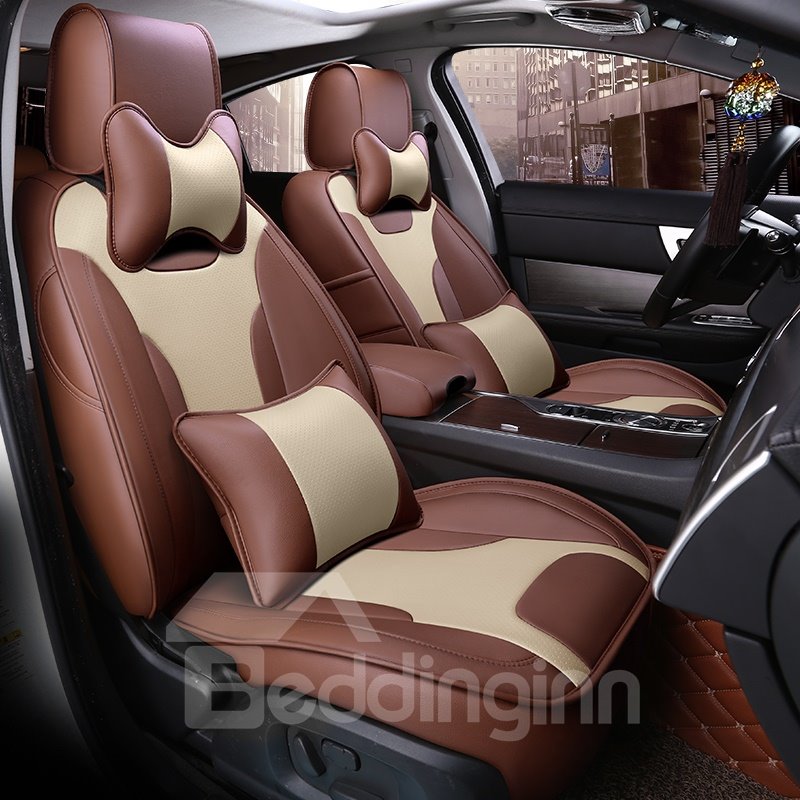 Modernistic Business Style Color Blocking Leather Custom Seat Cover