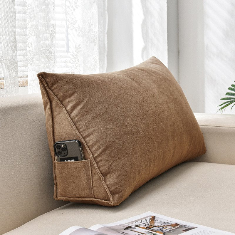 Modern Back Wedge Cushion Solid Color Pillow with Pocket for Sofa Bed Office Endurable Skin-friendly All-Season