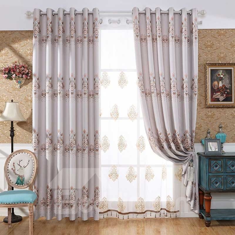 Hochwertige, bestickte, florale, dekorative Gardinen im europäischen Stil