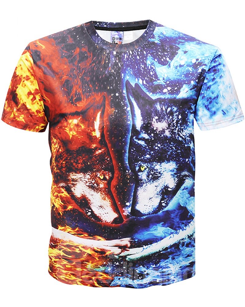 Modisches Herren-T-Shirt mit 3D-Grafikdruck, kurzärmelig, Rundhalsausschnitt, lustiges T-Shirt