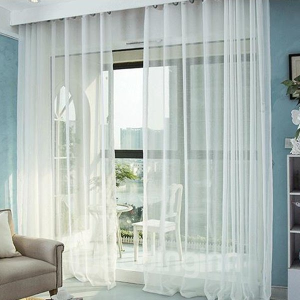 Elegant Comfort Pure Colored Cross Linen Custom Sheer Curtain