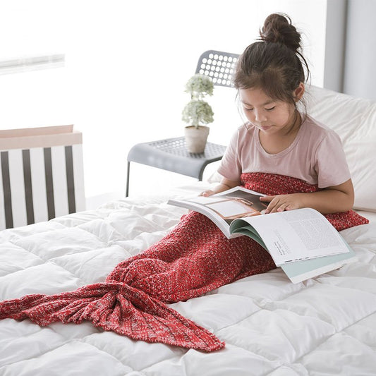 Mermaid Knitting Bed Blanket Acrylic Blanket 7 Colors Colorfast Wear-resistant Endurable Skin-friendly
