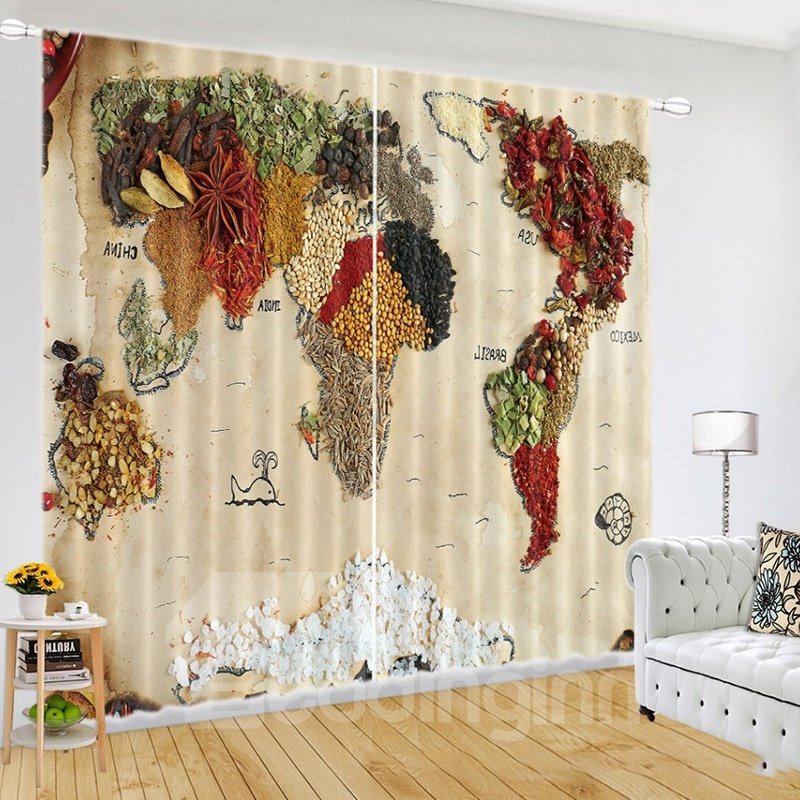 Beddinginn 3D Creative Map Decoration Curtain