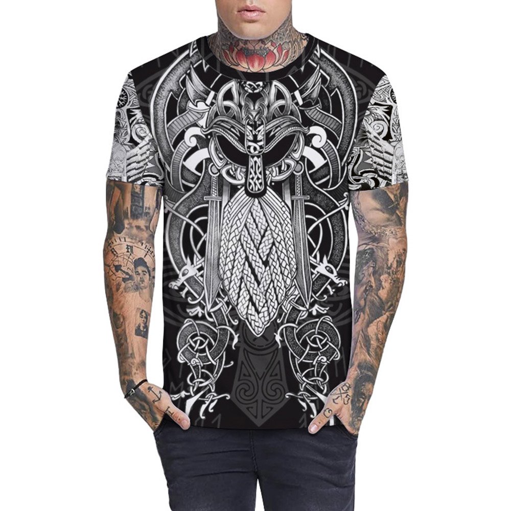 Camiseta Europea Negra 3D para Hombre Traje Casual Creativo para Parejas Unisex Manga Corta Cuello Redondo Suelto con Tela Cómoda y Transpirable