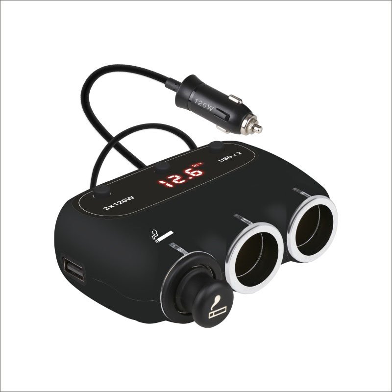 Bildschirm, integrierter Zigarettenanzünder, Kfz-elektronisches Doppel-USB-Schnellladegerät für Mobiltelefone