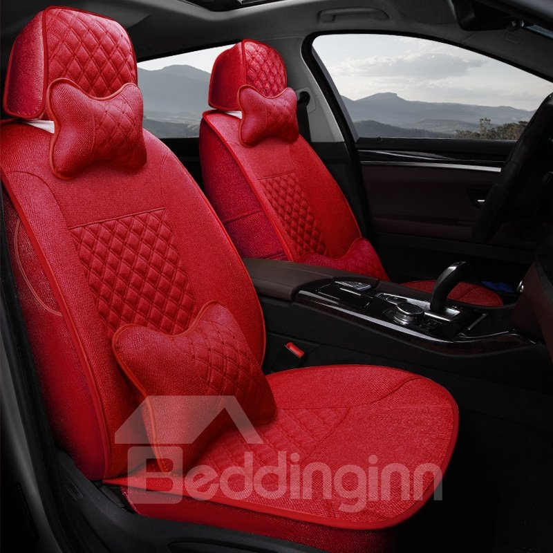 Casual Style Pure Color Soft And Comfy Diamond Patterns Custom Fit Car Seat Covers Anti-skid Wear-resistant Dirt-resistant Durable And Breathable