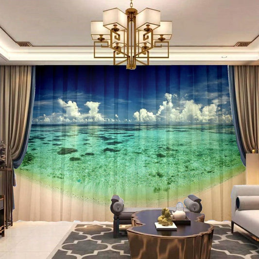 3D Decorative Sheer Curtains for Living Room Bedroom 50%Shading Rate Digital Technology Printing No Fading