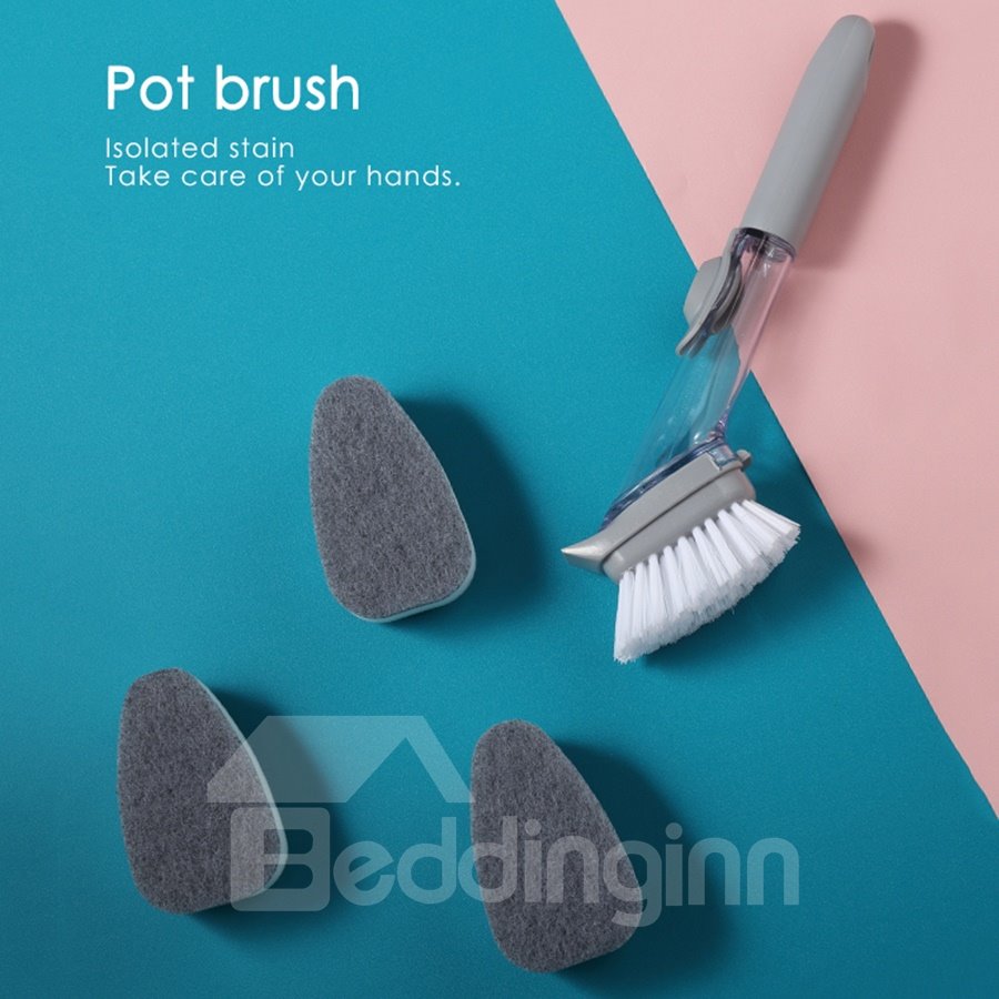 Cepillo de esponja creativo, cepillo automático para olla líquida con mango largo