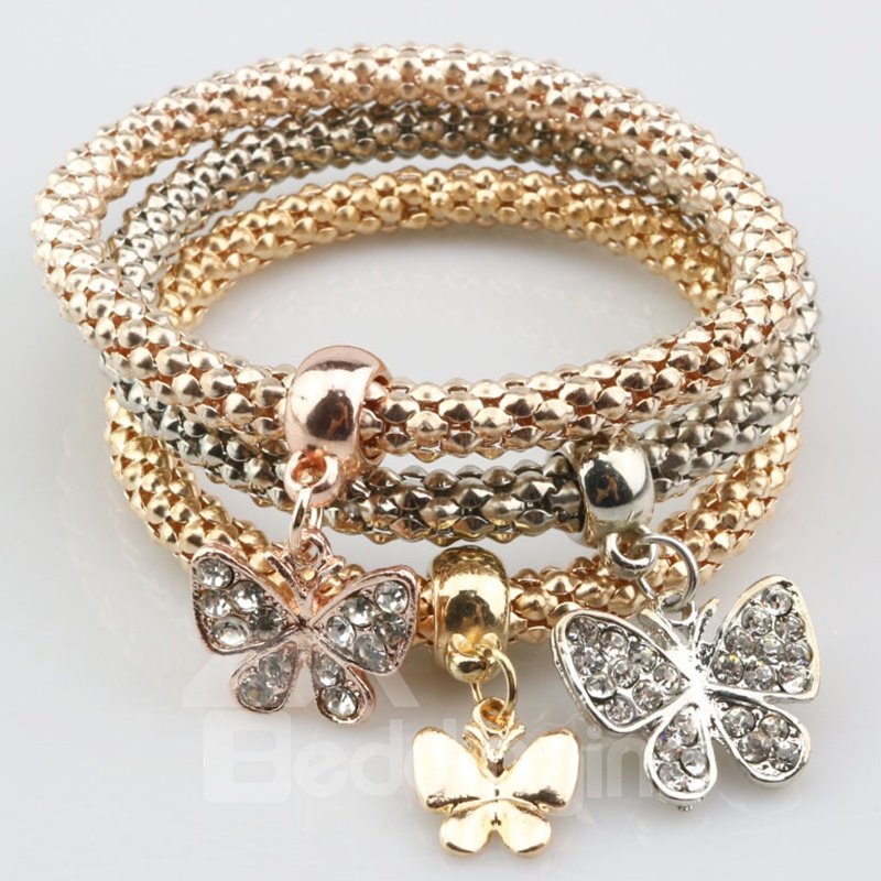Modest Multi-Layers Shining Butterfly Design Wrap Bracelet