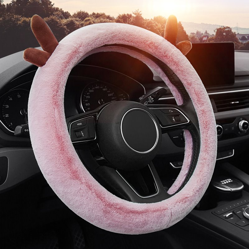 Deer Route Car Steering Wheel Cover, Microfiber Leather Car Interior with Anti-Slip Design, Universal 15 Inch Automotive Wheel Cover