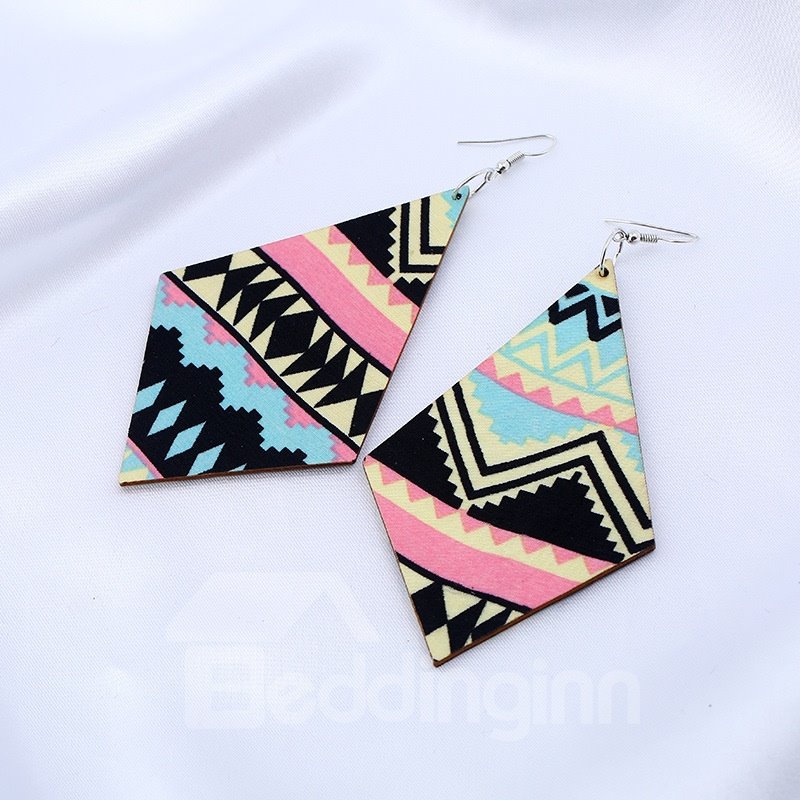 Exaggerated Ethnic Style Wooden Double-sided Geometric Earrings ?