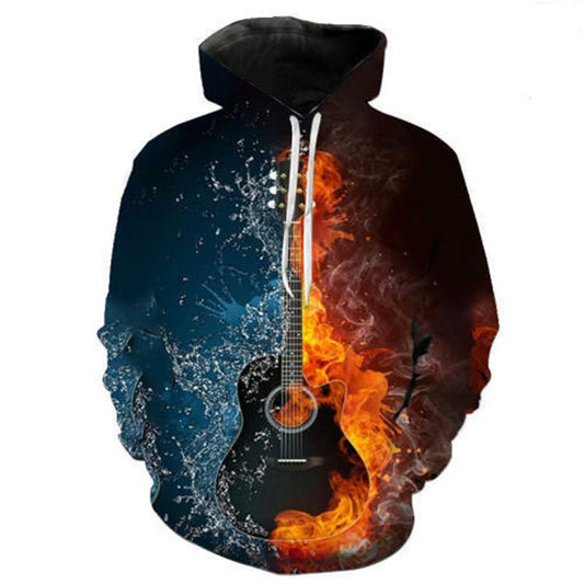 Men's 3D Hoodies Pulloves Guitar Series 3D Printed Hooded Pullovers Male Autumn Spring Outwears