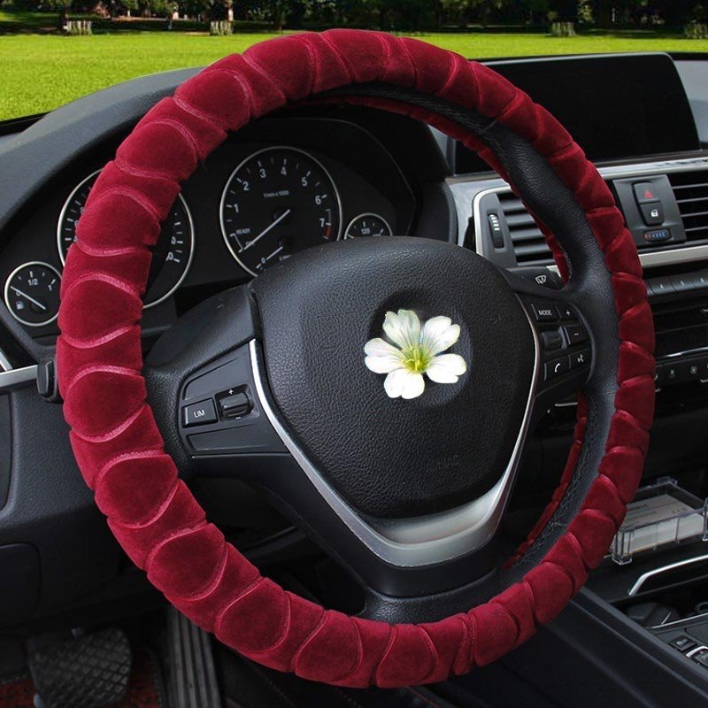 Funda para volante de automóvil con relieve de felpa