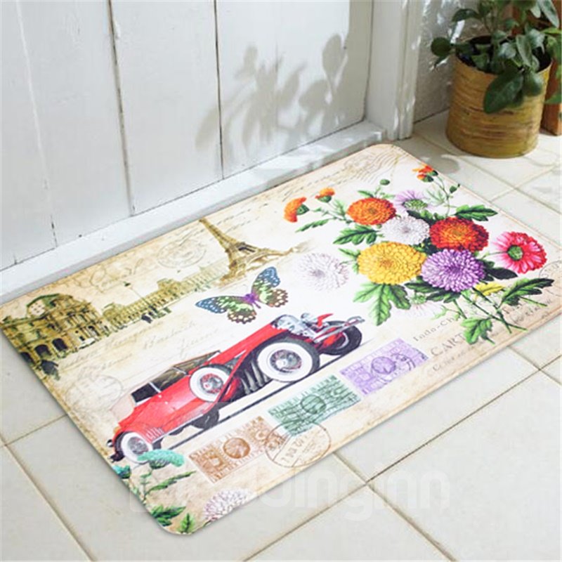 European Style Printed Anti-Slip Rectangle Area Rug