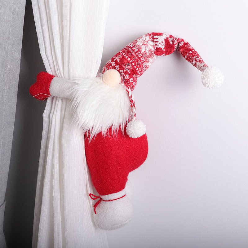 Niedlicher Weihnachts-Vorhang mit Schnalle, Raffhalter, 1 Stück, Frohe Weihnachten, Cartoon-Dekoration für Zuhause, frohes neues Jahr