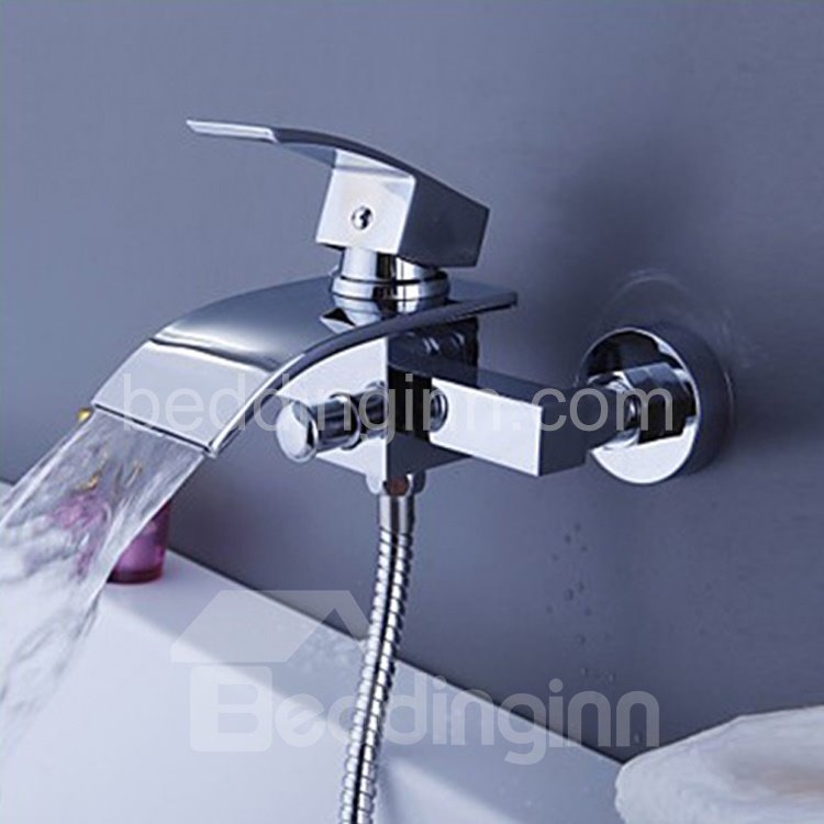 New Arrival Chrome Widespread Waterfall Wall Mount Bathtub Faucet