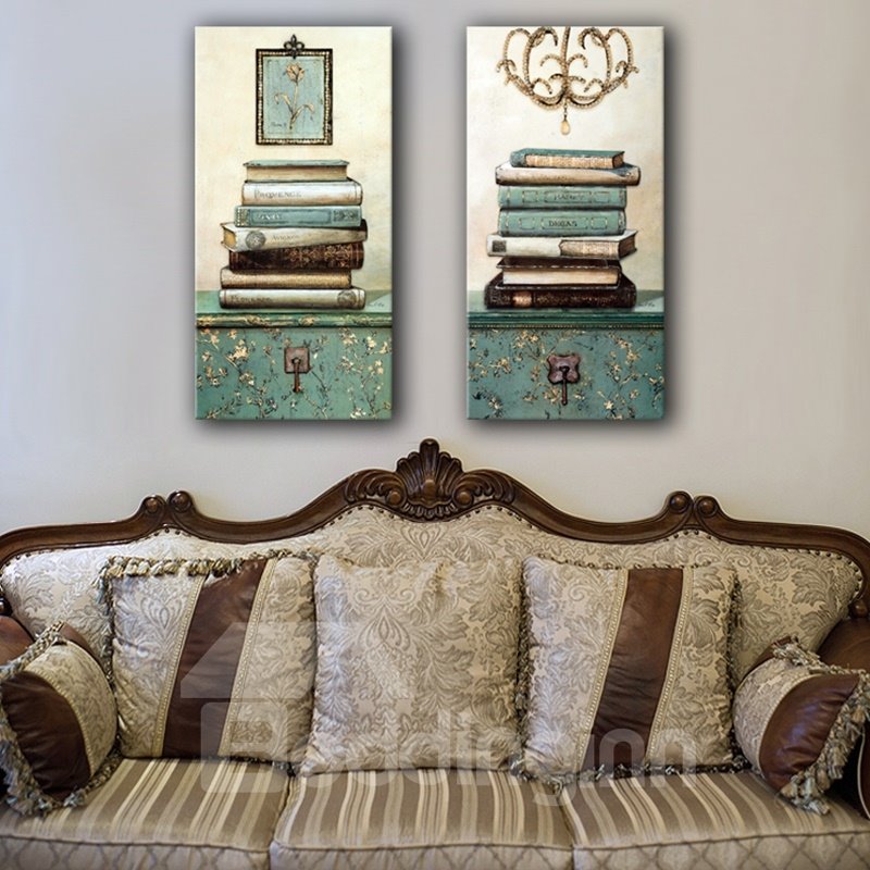 European Style Books on the Desktop Pattern Framed Wall Art Prints