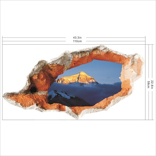 Magnificent Mountain Wall Hole View Removable 3D Wall Sticker