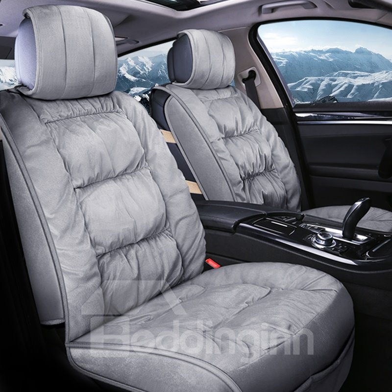 Full Pure Color Coral Fleece Fantastic Touch Universal Fit Car Seat Covers