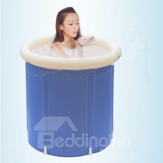28*28in Portable Inflatable Round Shape PVC Blue Adult SPA Bathtub