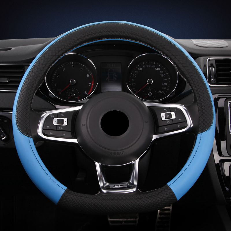 Durable Leather Pure Color Genuine Luxurious Car Steering Wheel Cover