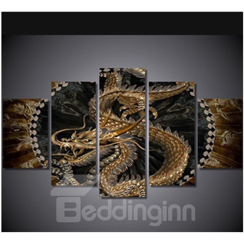 Hängende 5-teilige Leinwand mit Drachenmotiv, umweltfreundlich und wasserfest, nicht gerahmte Drucke