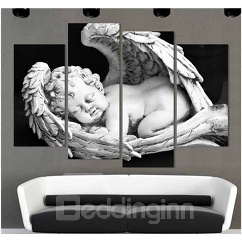 Naked Sleeping Child in Angels Hanging 4-Piece Lovely Canvas Non-framed Wall Prints