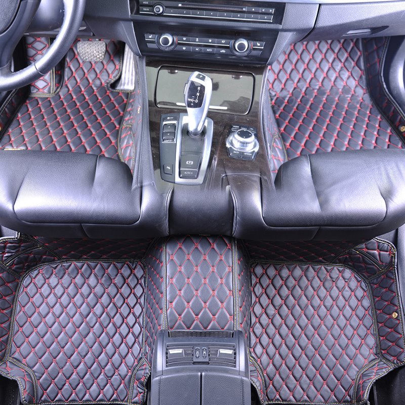 Erstklassige Leder-Gitterlinien-Design, einfarbig, langlebig, passgenaue Auto-Fußmatten