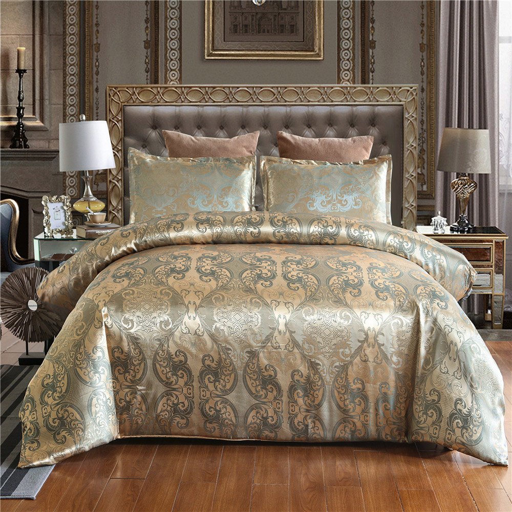 Jacquard Royal Style Reactive Printing 3-Piece Polyester Bedding Sets Duvet Covers