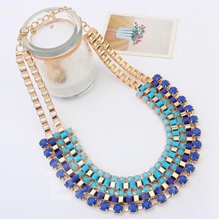 Woemns Fashion Colorful Sparkle Statement Necklace