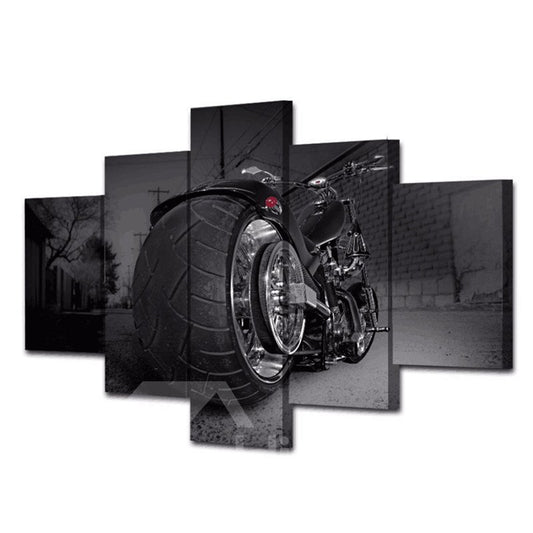 Black Motorcycle Pattern Hanging 5-Piece Canvas Eco-friendly and Waterproof Non-framed Prints