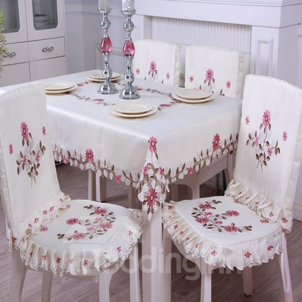 Comfortable Polyester Fibre Removable Flower Pattern Dining Chair Covers